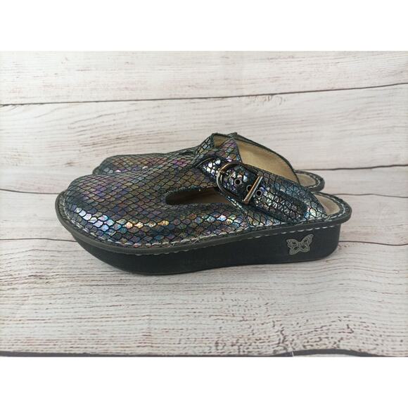 Alegria Womens Classic Brilliant Snake Clogs Sz 35 (US 5) Metallic Black - Picture 6 of 9